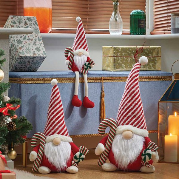 Three Kings Candy Cane Gonk Large - Red - Saxons Garden & Home