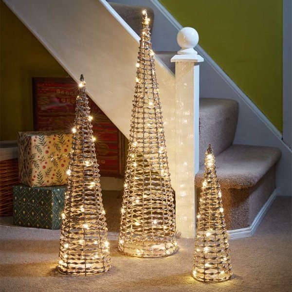 Three Kings GlitterTwist Tree Set of 3 - Gold - Saxons Garden & Home