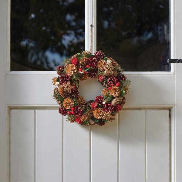 Three Kings Festive Natural Wreath - 60 cm - Saxons Garden & Home