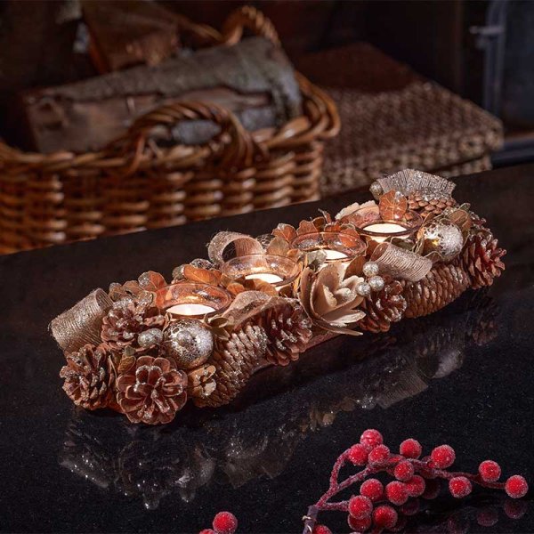 Three Kings GoldFest Quartet Candle Holder - 42 cm - Saxons Garden & Home