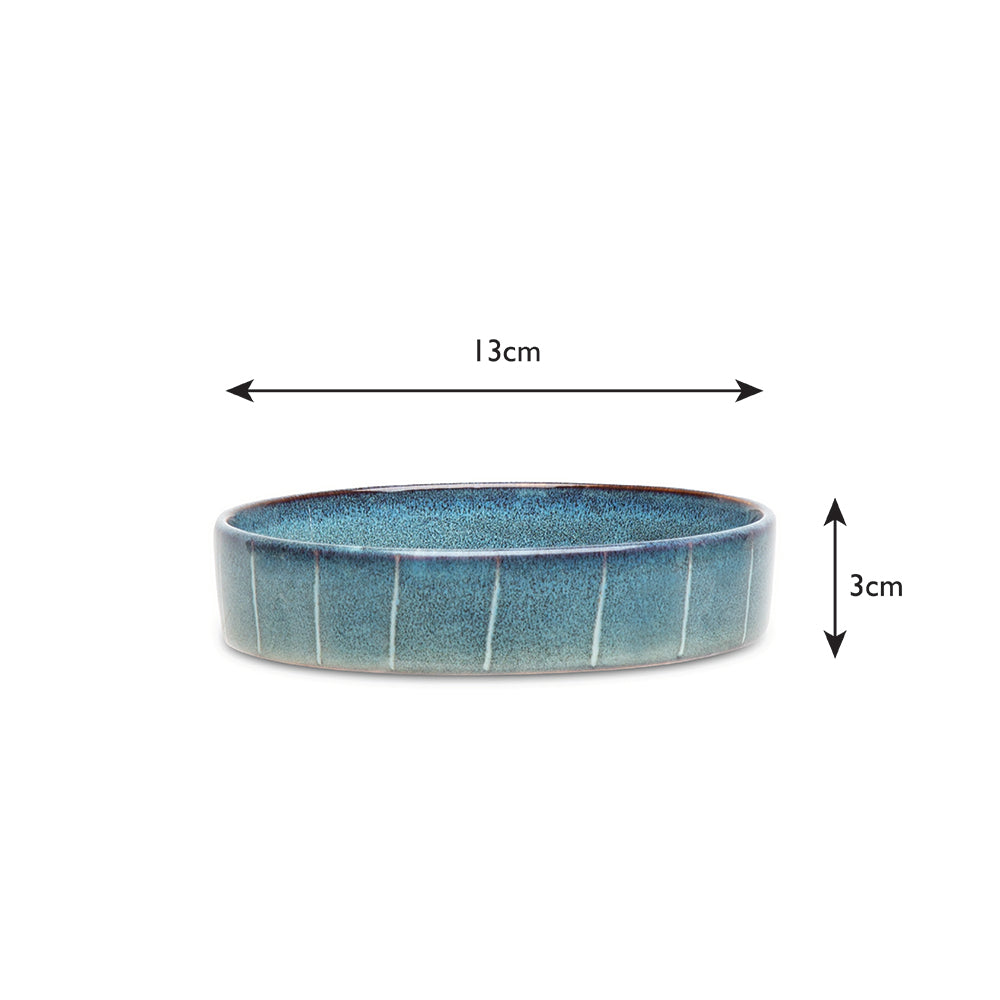 Scruffs Reactive Glaze Pet Saucer in Pinstripe - Saxons Garden & Home