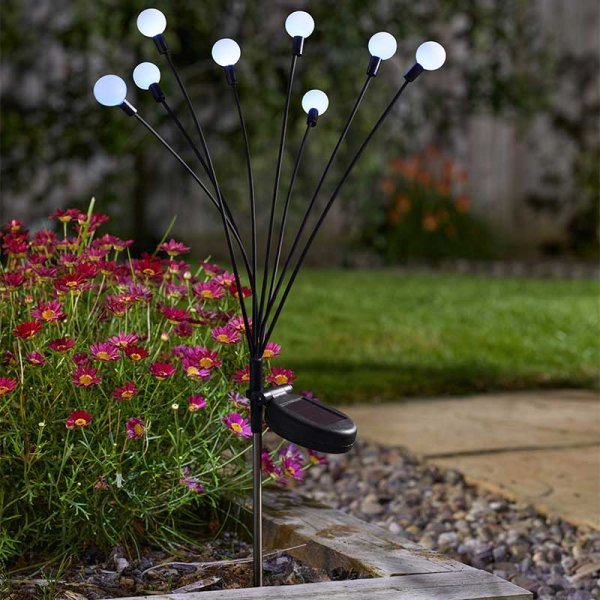 Smart Solar 8-Stem GloGlobes Cool White, Stake Light - Saxons Garden & Home