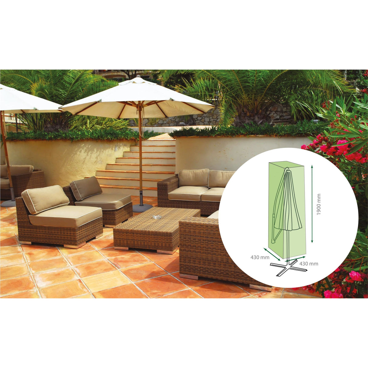 Saxons Water Resistant Jumbo Parasol Cover - Saxons Garden & Home