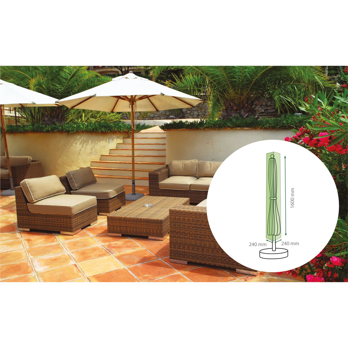 Saxons Water Resistant Parasol Cover - Saxons Garden & Home