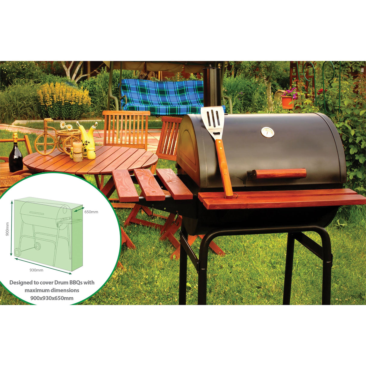 Saxons Water Resistant Drum BBQ Cover - Saxons Garden & Home