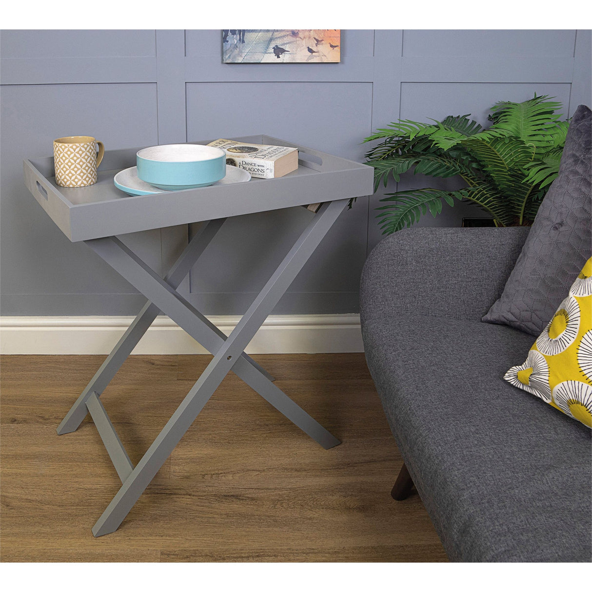 Saxons Folding Tray Table in Grey - Saxons Garden & Home