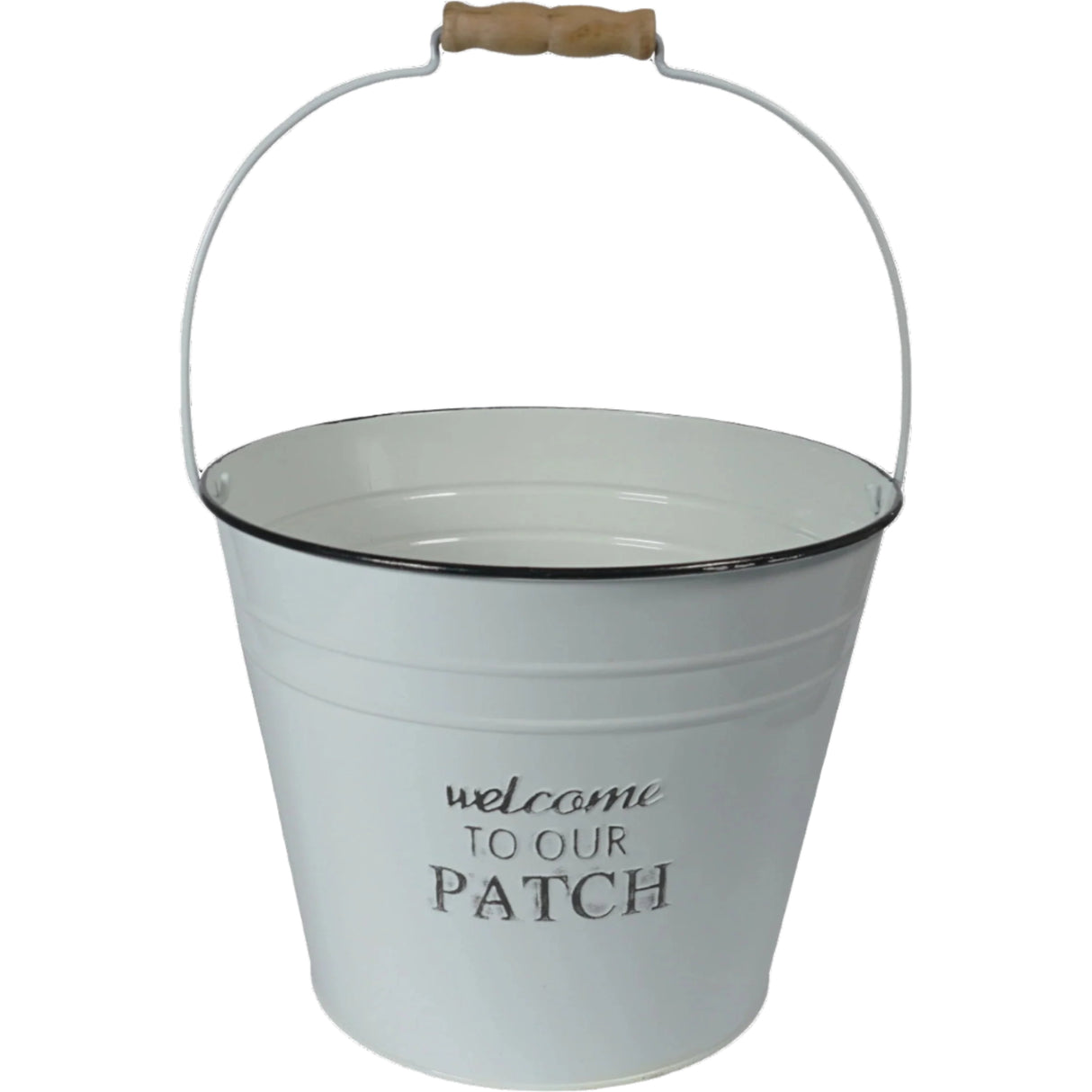 Saxons Vintage Metal "Welcome to Our Patch" Pale Planter - Saxons Garden & Home