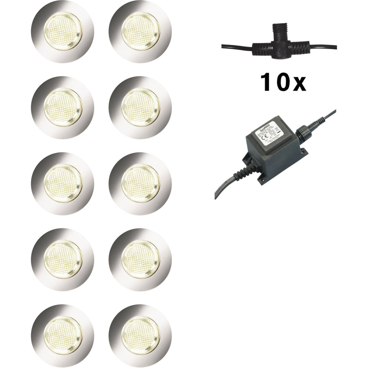 Luxform Lighting 10 Set 12V Calypso Deck Light in Stainless Steel - Saxons Garden & Home