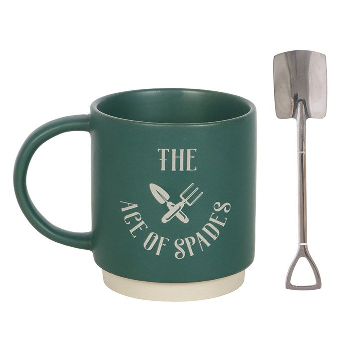Ace of Spades Mug with Spade Spoon - Saxons Garden & Home