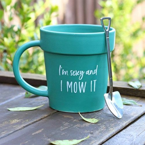 Sexy and I Mow It Pot Mug and Shovel Spoon - Saxons Garden & Home