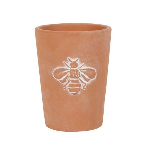 Small Terracotta Single Bee Motif Plant Pot - Saxons Garden & Home