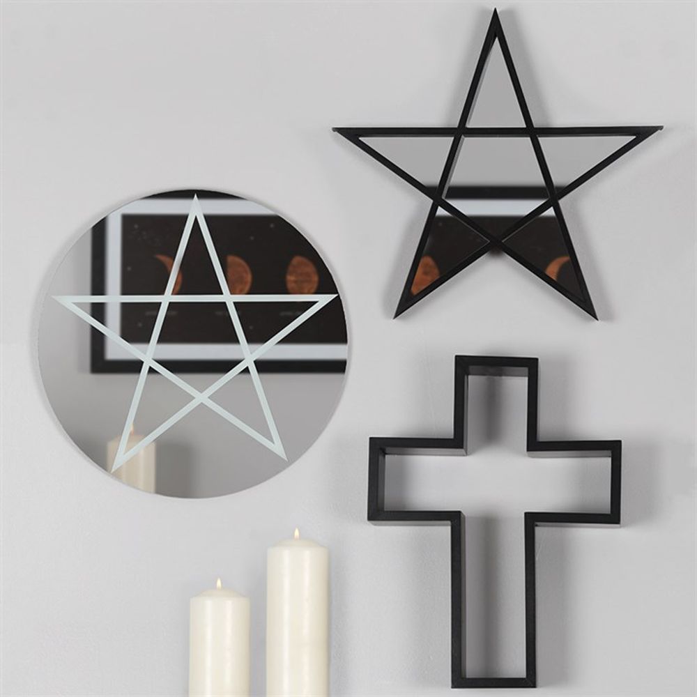 Black Framed Pentagram Mirror - Saxons Garden & Home
