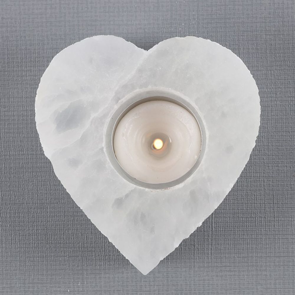 Selenite Heart Tealight Holder - Saxons Garden & Home