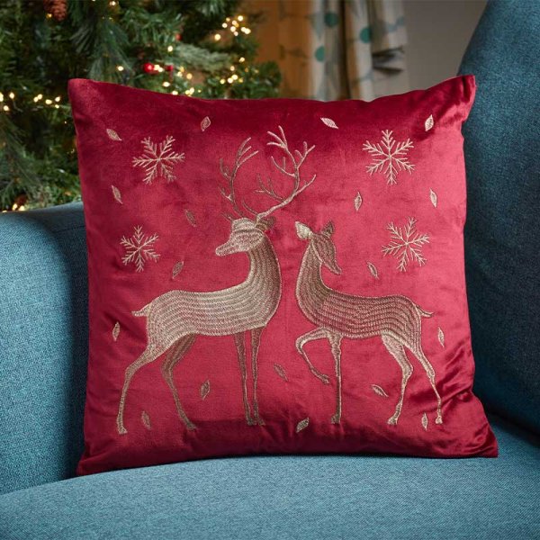Three Kings Reindeer Cushion - Sapphire