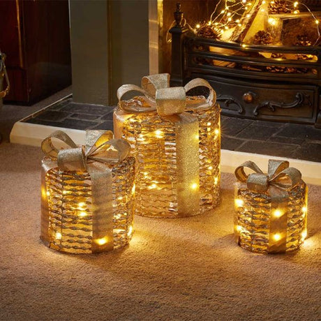 Three Kings GlitterTwist Gift Boxes Set of 3 - Gold - Saxons Garden & Home