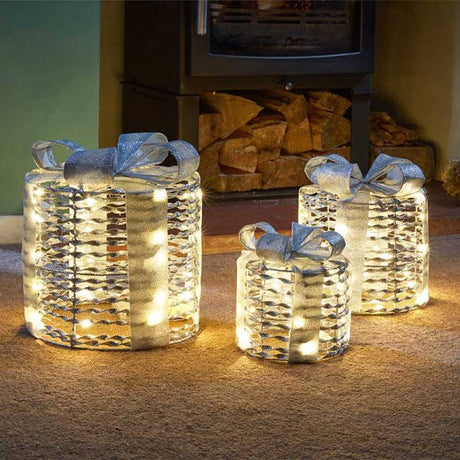 Three Kings GlitterTwist Gift Boxes Set of 3 - Silver - Saxons Garden & Home