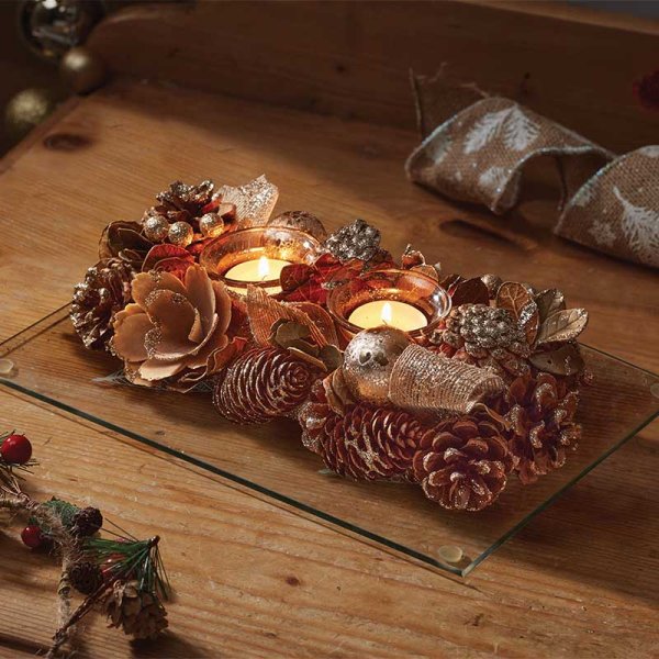Three Kings Goldfest Duet Candle Holder - 30cm - Saxons Garden & Home