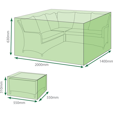Saxons Water Resistant 2 Piece Ottoman Small Corner Cover Set - Saxons Garden & Home