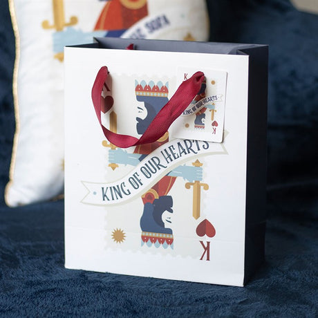 23cm Medium King of Our Hearts Playing Card Gift Bag - Saxons Garden & Home