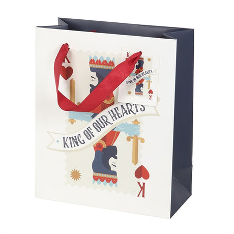 23cm Medium King of Our Hearts Playing Card Gift Bag - Saxons Garden & Home