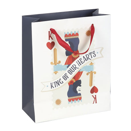 23cm Medium King of Our Hearts Playing Card Gift Bag - Saxons Garden & Home