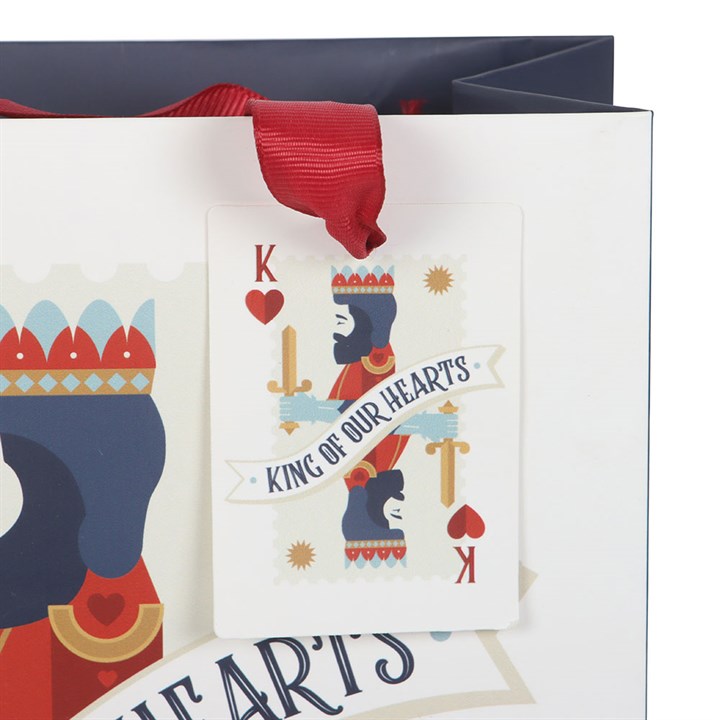 23cm Medium King of Our Hearts Playing Card Gift Bag - Saxons Garden & Home