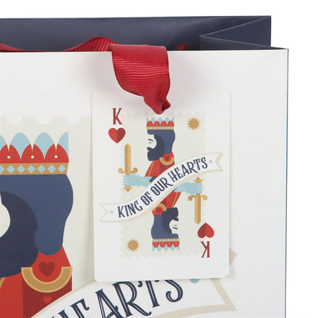 23cm Medium King of Our Hearts Playing Card Gift Bag - Saxons Garden & Home