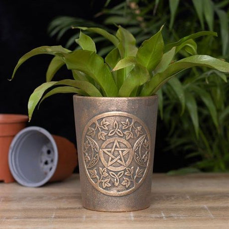 Triple Moon Bronze Terracotta Plant Pot by Lisa Parker - Saxons Garden & Home