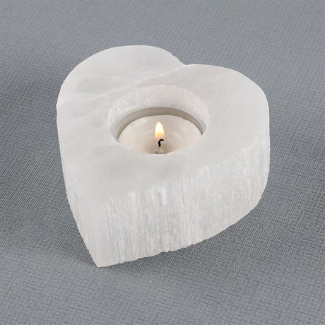Selenite Heart Tealight Holder - Saxons Garden & Home
